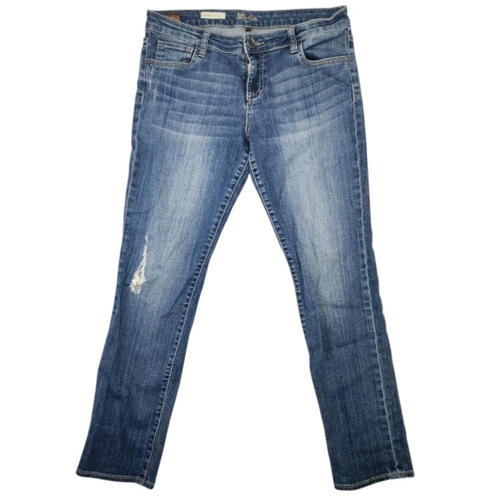 KUT from the Kloth Women's Jeans Sz 8 Mid Rise Straight‎ Leg Distressed Jeans